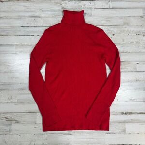 Time and Tru Women's Red Ribbed Turtleneck Sweater Long Sleeve Size‎ L 12-14